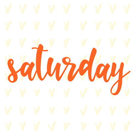 Saturday. Abstract lettering for card, invitation, t-shirt, poster, banner, placard, diary, album, sketch book cover. Hand drawn saturday letters isolated on stylish doodle background.のイラスト素材