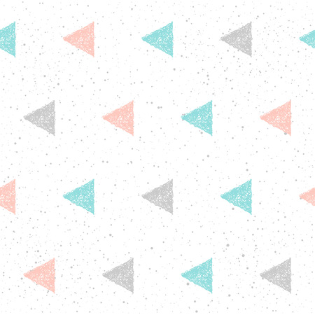 Doodle triangle seamless pattern background. Hand drawn triangle isolated on white for design card, textile fabric, holiday wrapping paper, garment, t-shirt, banner, placard, book, scrapbook.のイラスト素材