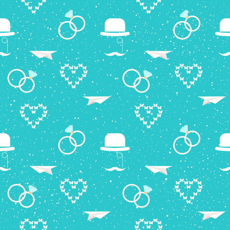 Wedding decor. Bridal seamless pattern background for wedding card, invitation, wallpaper, album, scrapbook, holiday wrapping paper, textile fabric, garment, t-shirt etcのイラスト素材