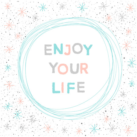 Doodle handmade card background. Enjoy your life. のイラスト素材