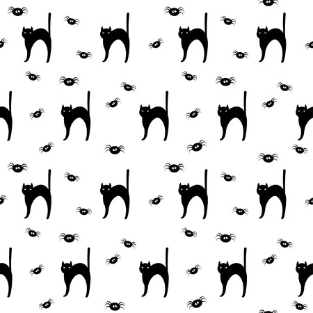 Abstract monochrome happy halloween seamless background.のイラスト素材