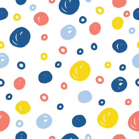 Abstract handmade seamless pattern background. Childish handcrafted wallpaper for design card, baby nappy, diaper, scrapbook, holiday wrapping paper, textile, bag print, t shirt etc.のイラスト素材