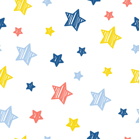 Abstract handmade seamless pattern background. Childish handcrafted wallpaper for design card, baby nappy, diaper, scrapbook, holiday wrapping paper, textile, bag print, t shirt etc.のイラスト素材