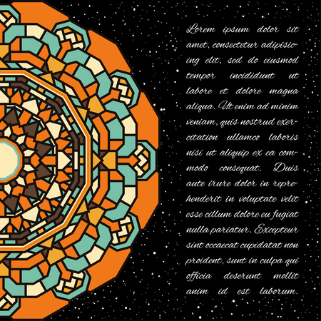 Hand drawn oriental ornamental ethnic lace round mandala background for design card, party invitation, yoga poster, fashion brochures, gift album, scrapbook etcのイラスト素材