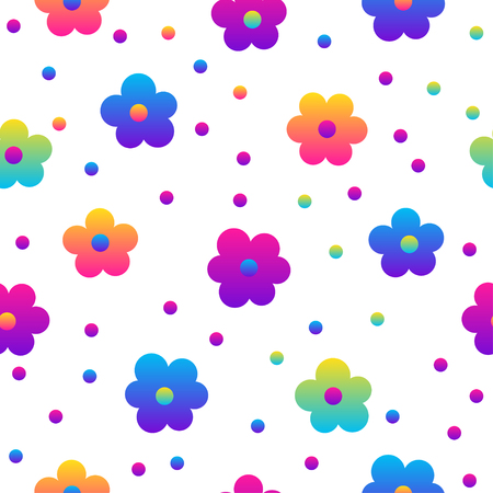 Tropical flowers seamless pattern. Abstract plants swatch for design brthday card, modern party invitation, spring or summer season shop sale, holiday advertising, bag or dress print, t shirt etc.のイラスト素材