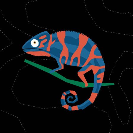 Abstract cute paper cut chameleon pattern background. Childish crafted chameleon for design birthday card, veterinarian clinic poster, pet shop sale advertising, bag print etc.  のイラスト素材