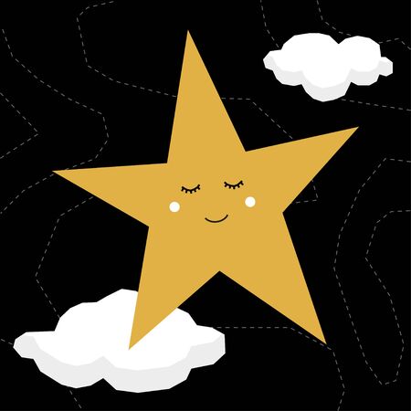 Funny graphic star card background template. Abstract childish crafted star illustration for design space poster, birthday card, school party invitation, bag print, shop advertising etc. のイラスト素材