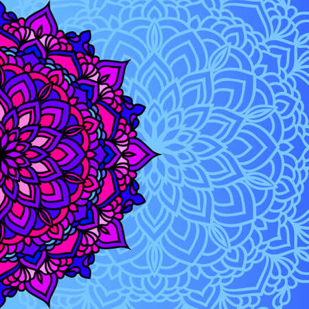 Hand drawn oriental ornamental ethnic lace card background for t shirt design, vintage card, party invitation, yoga poster, fashion neckerchief, scarf, brochures, gift album, scrapbook etcのイラスト素材