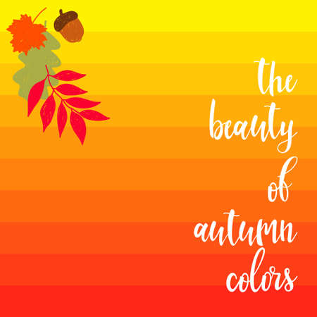Autumn. Hand drawn lettering and autumn time leaves for design card, school poster, childish t shirt, autumn banner, scrapbook, album, school wallpaper etcのイラスト素材