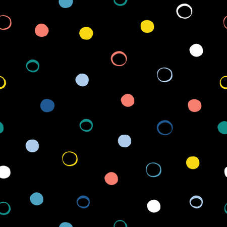 Abstract handmade round seamless pattern background. Childish handcrafted wallpaper