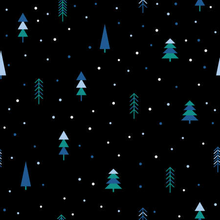 Abstract forest seamless pattern background. Spruce forest for design new year card, christmas wallpaper, winter album, scrapbook, holiday wrapping paper, t-shirt etc.のイラスト素材