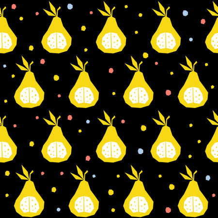 Abstract pear seamless pattern background. Childish handmade pear for design card, cafe menu,...