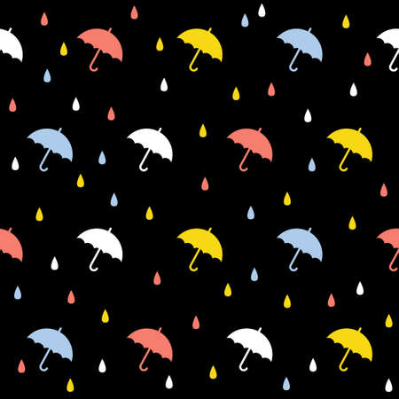 Abstract handmade umbrella and drop seamless pattern background. Childish handcrafted wallpaper for...