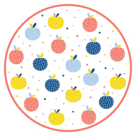 Abstract apple pattern background. Childish handmade crafted illustration for design card, cafe...