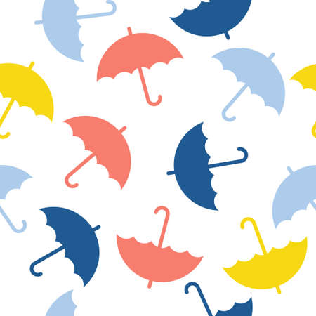 Abstract handmade umbrella seamless pattern background. Childish handcrafted wallpaper for design card, baby nappy, diaper, scrapbook, holiday wrapping paper, textile, bag print, t shirt etc.のイラスト素材