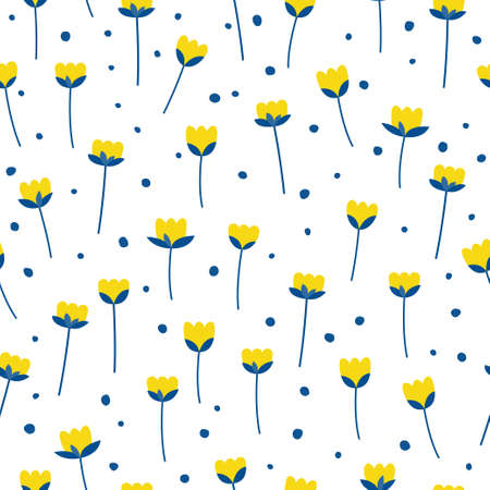 Abstract flower seamless pattern background. Childish simple flower cover for design card, wallpaper, album, scrapbook, holiday wrapping paper, baby nappy, bag print, t shirt etc.のイラスト素材
