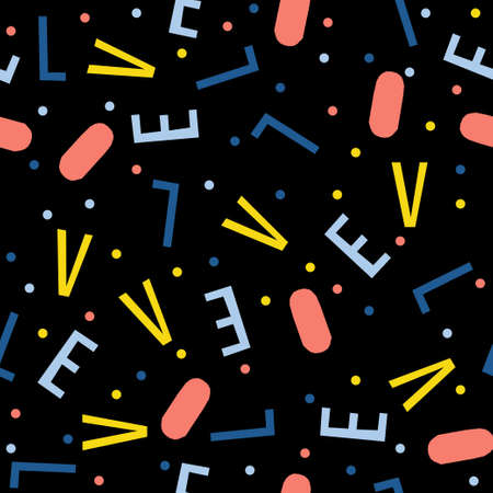Abstract handmade letter seamless pattern background. Childish handcrafted wallpaper for design card, wallpaper, baby nappy, holiday wrapping paper, textile fabric, bag print, diaper, t shirt etc.のイラスト素材