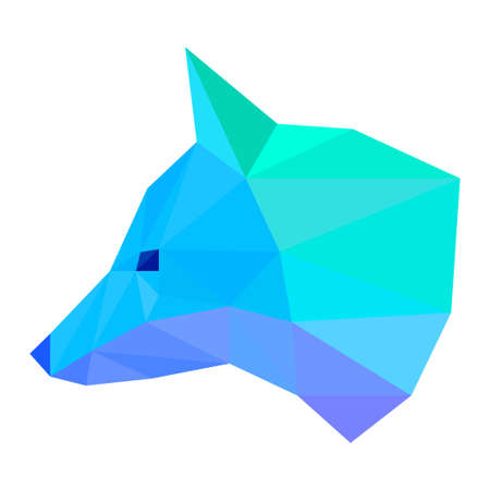 Abstract fox head isolated on white. Fox painted in imaginary colors for design birthday gift card, modern party invitation, banner, scrapbook, t shirt, bag print, art workshop advertising flyer etc.のイラスト素材