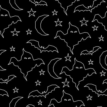 Halloween monochrome seamless pattern background. Abstract black and white halloween pattern for design card, party invitation, poster, album, menu, t shirt, bag print etc.のイラスト素材
