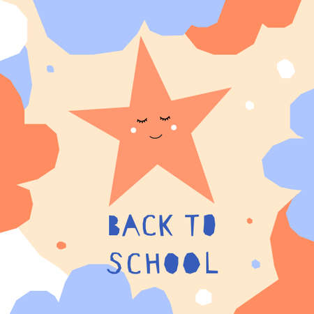 Back to school. Handmade childish crafted background for design school party advertising, kids gift card, bag print, school wallpaper, education school advertising etc.のイラスト素材