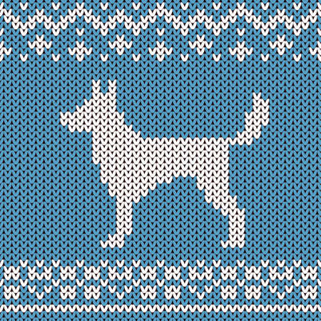 Abstract knitted dog seamless pattern background.のイラスト素材