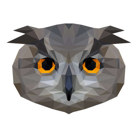 Abstract polygonal owl head. Modern low poly owl portrait pattern backgroundのイラスト素材