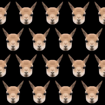 Abstract polygonal llama seamless pattern background. Modern low poly llama portrait patternのイラスト素材