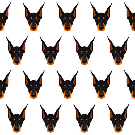 Abstract doberman dog seamless pattern background. Cute doberman dog portrait patternのイラスト素材