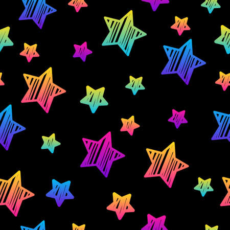 Abstract black and rainbow seamless pattern background.のイラスト素材