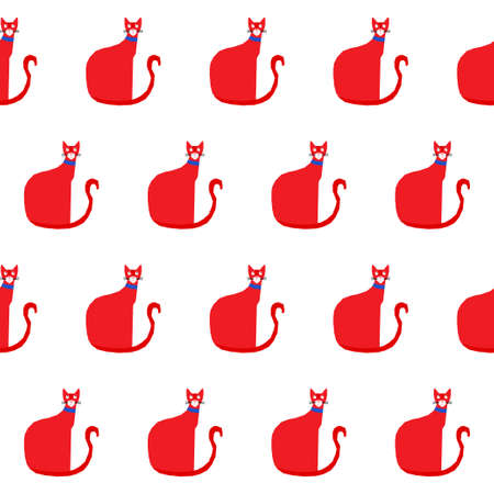 Funny cat card template. Abstract cute childihs craft cat illustration for design birthday card, bag print, pet shop advertising, veterinary clinic poster, kids room etc.のイラスト素材