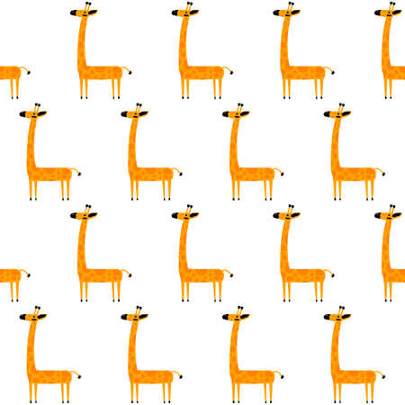 Funny giraffe. Handmade childish crafted giraffe animal for design school party advertising, kids gift card, bag print, school wallpaper, education school advertising etc.のイラスト素材