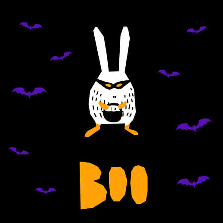 Abstract happy halloween pattern background. Modern childish halloween art for design card, halloween party invitation, menu, autumn holiday shop sale, bag print, t shirt etc.のイラスト素材