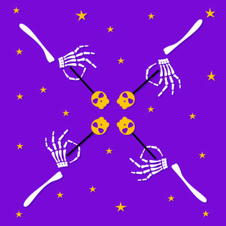 Abstract happy halloween pattern background. Modern childish halloween art for design card, halloween party invitation, menu, autumn holiday shop sale, bag print, t shirt etc.のイラスト素材