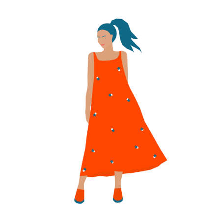Abstract cartoon girl illustration. Paper cut out bright girl portrait for use in design.のイラスト素材