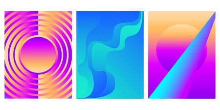 Abstract bright colored covers template set. Gradient minimalistic background for design birthday...