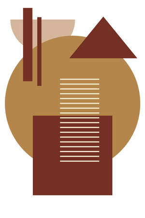 Abstract geometric shape background. Modern minimal boho style. Wall art printable contemporary aesthetic poster. Mid century minimalist print. Boho graphic natural colored wall art.のイラスト素材