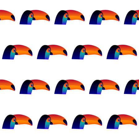 Abstract toucan head isolated on white. Graphic cartoon toucan portrait painted in imaginary colors.の写真素材