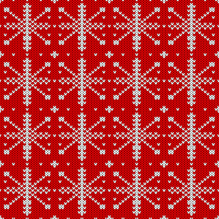 Christmas And New Year Knitted Pattern Background. Christmas Card Template, New Year Party Flyer, Christmas Home Decor. Warn Knitted Christmas Sweater Texture.のイラスト素材