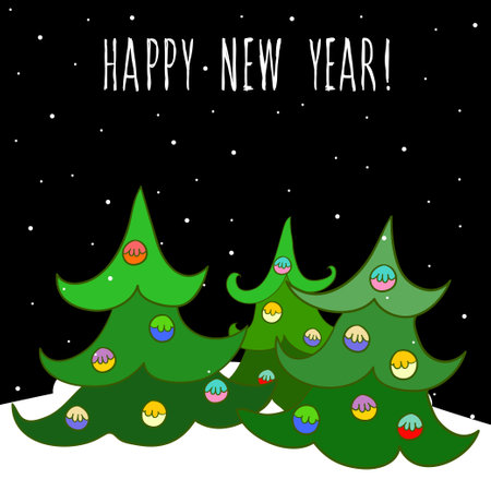 Happy new year card template. Happy new year pattern for greeting card, party invitation, new year holiday sale advertising, winter christmas vacation travel poster, bag prrint, t-shirt etc.のイラスト素材