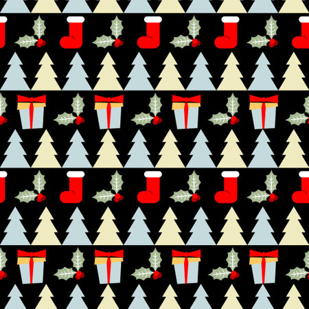 Happy new year seamless patten. Happy new year pattern for greeting card, party invitation, new year holiday sale advertising, winter vacation travel poster, bag prrint, t-shirt etc.のイラスト素材