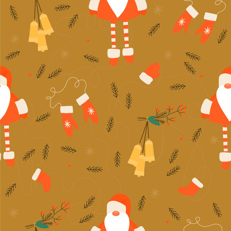 Christmas Digital Paper. Seamless Pattern. Winter Holiday Wrapping Paper.のイラスト素材