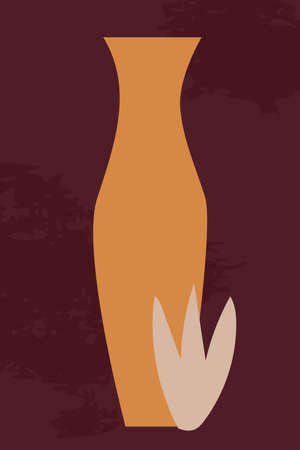 Abstract flower and vase background. Modern minimal boho trendy style. Wall art printable poster. Mid century minimalist print. Boho wall art.のイラスト素材