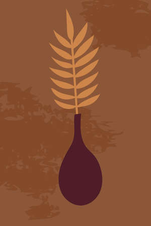 Abstract flower and vase background. Modern minimal boho trendy style. Wall art printable poster. Mid century minimalist print. Boho wall art.のイラスト素材