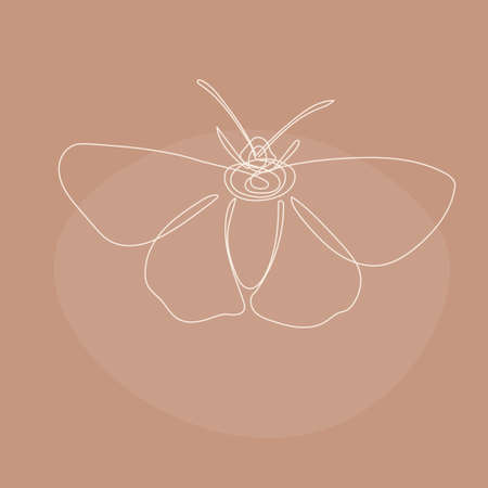 Butterfly lene art pattern background. Simple minimalist batterfly portrait for greeting card, highlight template, nurseru decor print etc.のイラスト素材
