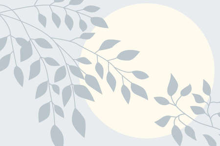 Tree branch pattern background. Minimalist plant branch art for design nursery poster, flower shop flyer, summer party advertising etcのイラスト素材