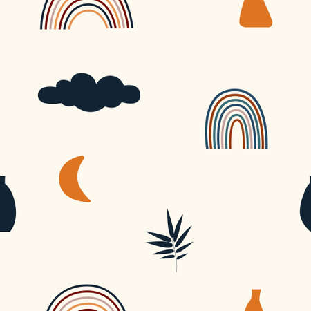 Rainbow seamless pattern background. Rainbow fabric textile print for baby closes, nursery wallpaper, kid shop wrapping paper etc.のイラスト素材