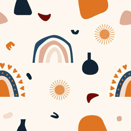 Rainbow seamless pattern background. Rainbow fabric textile print for baby closes, nursery wallpaper, kid shop wrapping paper etc.のイラスト素材