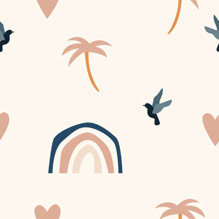 Rainbow seamless pattern background. Rainbow fabric textile print for baby closes, nursery...
