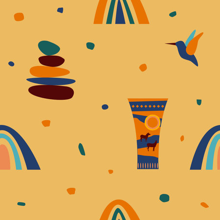 African national ethnic symbol seamless pattern background. Afro symbol seamles print for fabric,...