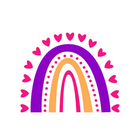 rainbow arch minimalist boho element iconのイラスト素材